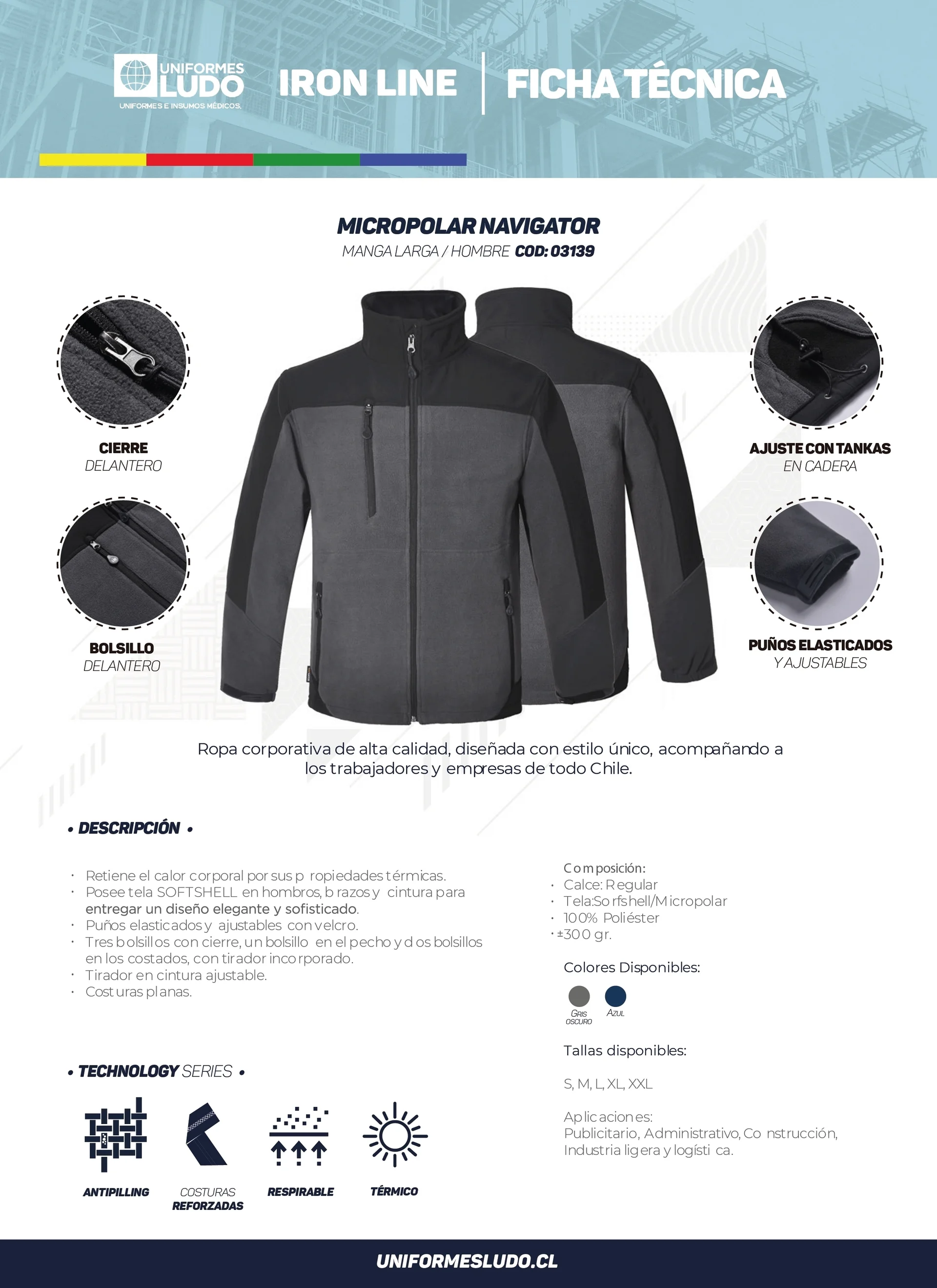 Micropolar navigator manga larga hombre