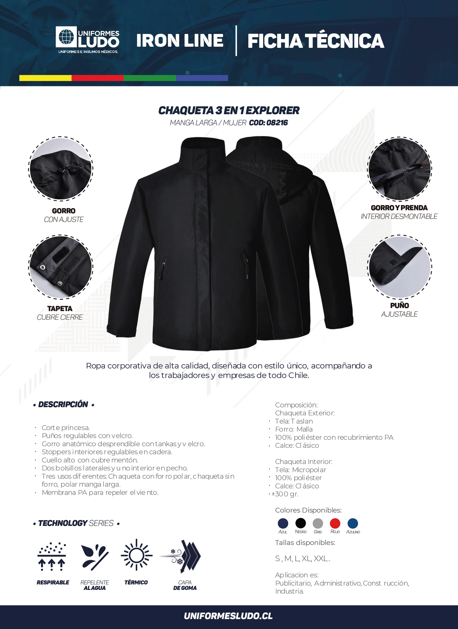 Chaqueta 3 En 1 Explorer Manga Larga Mujer