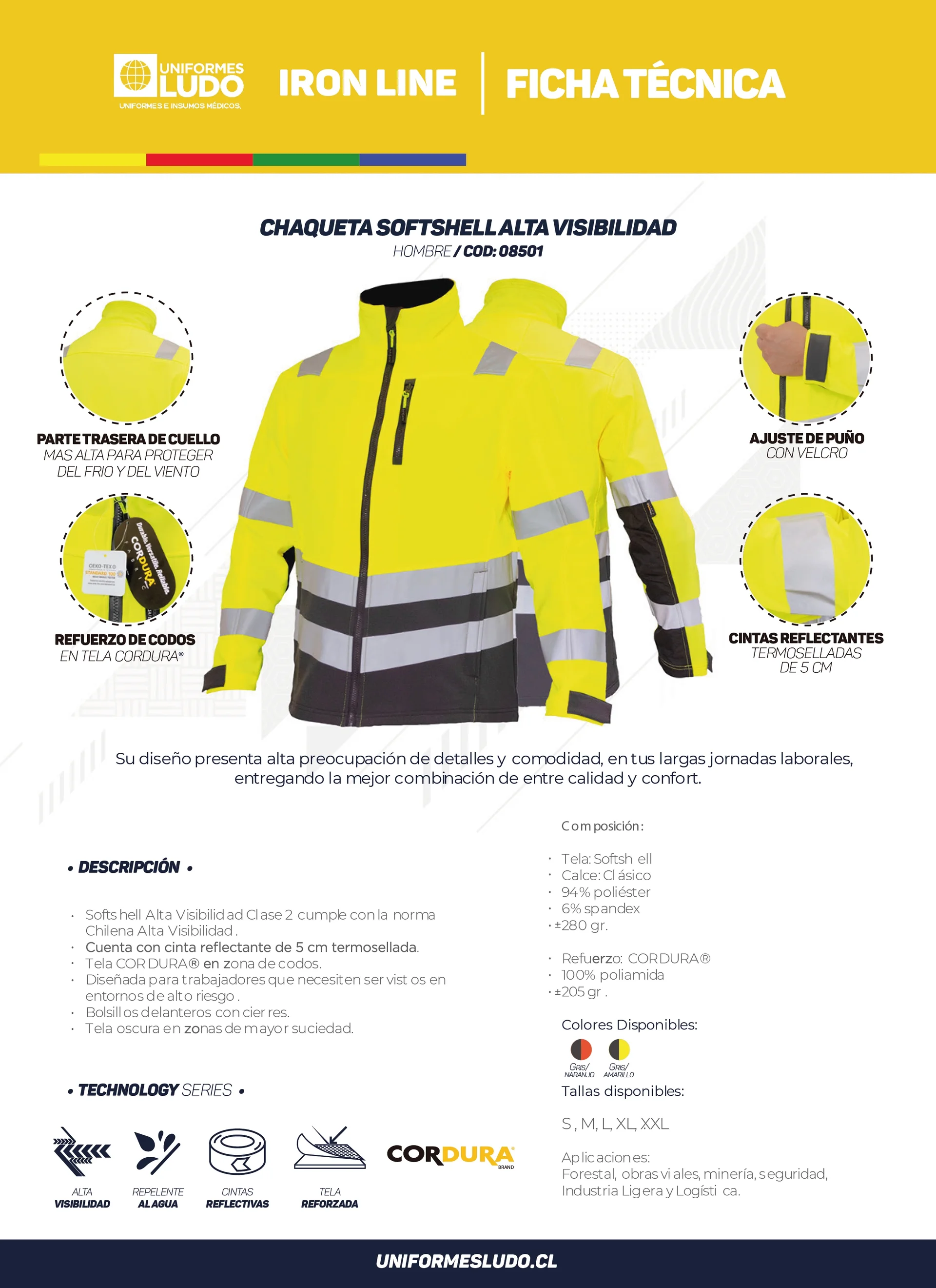 Chaqueta Softshell Alta Visibilidad Hombre Clase 2