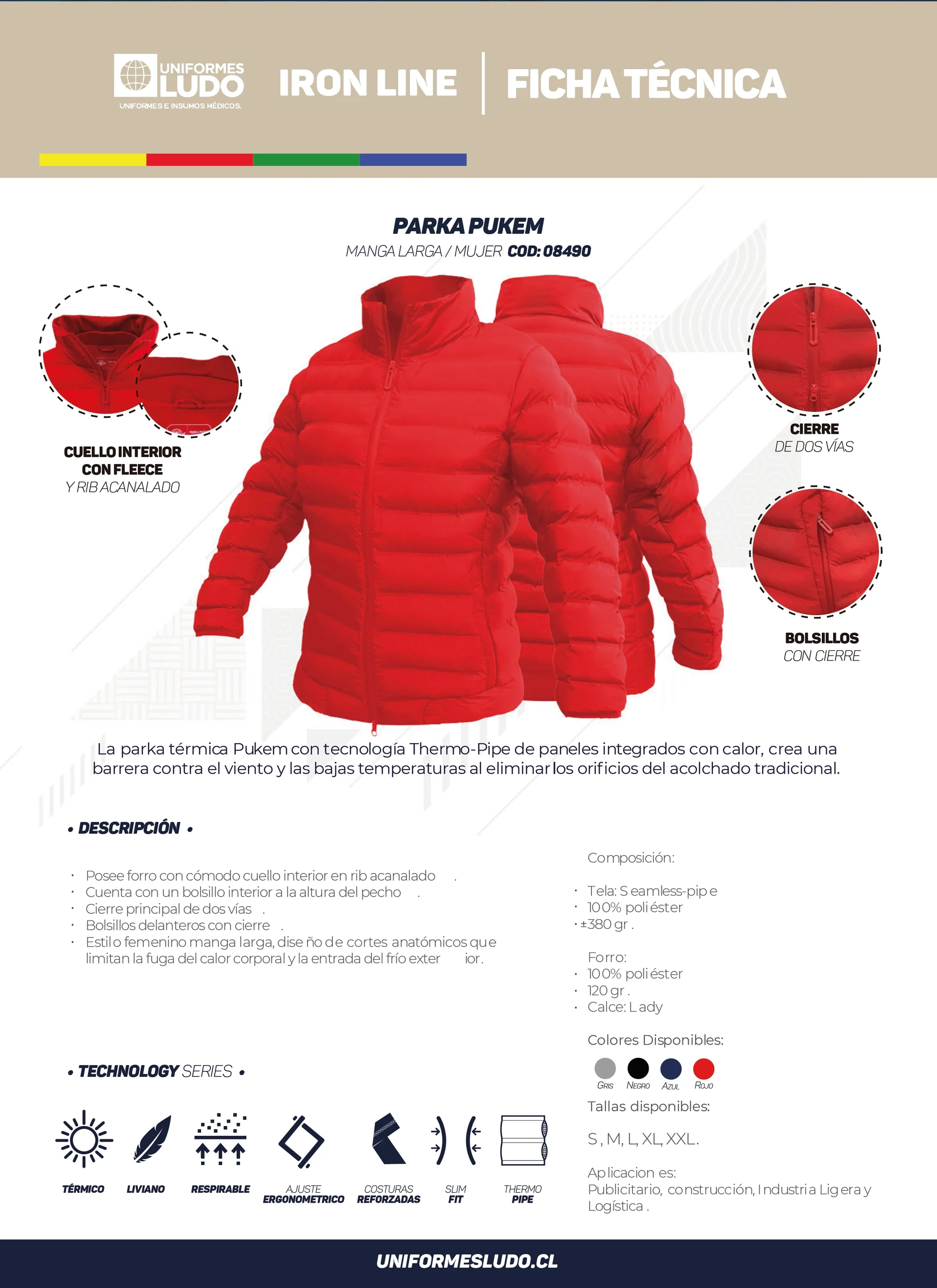 Parka Pukem Manga Larga Mujer